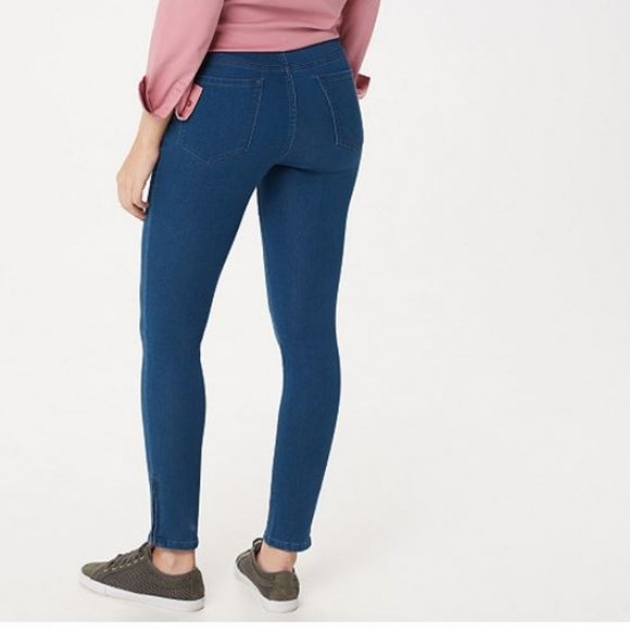 Martha Stewart Petite Knit Denim Ankle Jeans w/ Zipper Detail  10591 - Picture 2 of 3